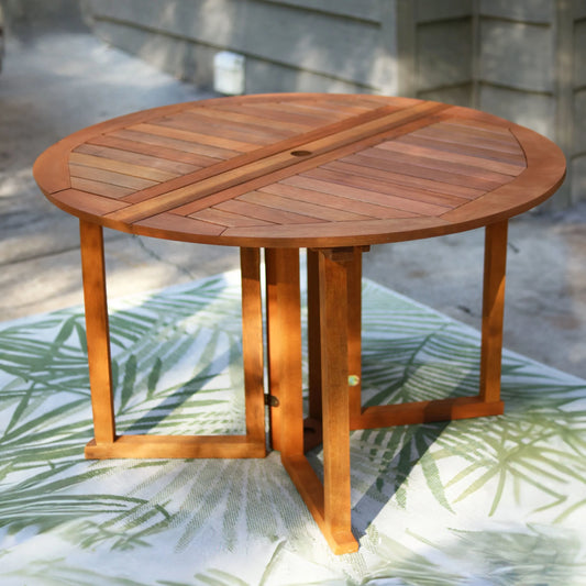 Sunnydaze 47.25" Malaysian Hardwood Gateleg Outdoor Dining Table