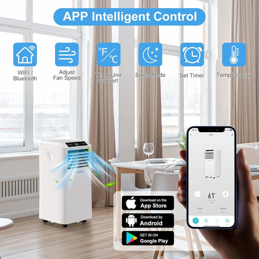 10,000 BTU Portable Air Conditioners Smart WIFI Remote Control, 3-in-1 Portable AC Unit, Dehumidifier and Fan