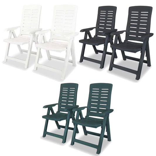 vidaXL Reclining Patio Chairs Outdoor Stack Dining Chair with Armrest Plastic