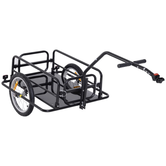 Aosom Foldable Bike Cargo Trailer Cart with Hitch, 88 lbs. Capacity, Black