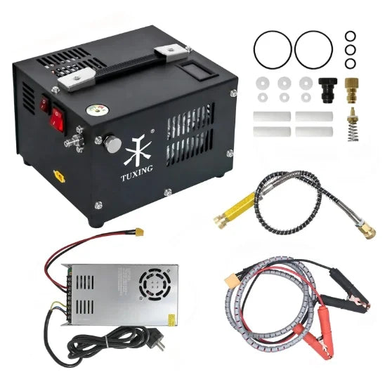 TUXING 4500Psi PCP Air Compressor w/ Built-in Transformer, One-Button Start for PCP Rifles, Paintball Guns, Diving Tanks