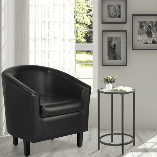 Yaheetech Faux Leather Accent Arm Chair For Living Room, Black