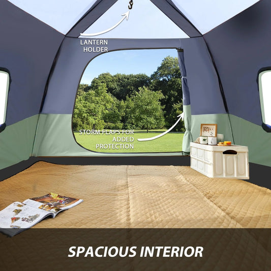 SUV Camping Tent for 6-8 Person with Rainfly, Car Camping Tent with Waterproof, Double Layer Design with Storage Bag, Green & Gray