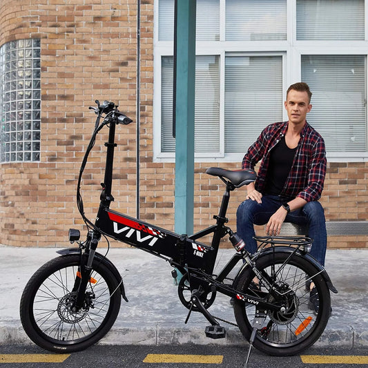 Vivi Electric Bike for Adults 20" Folding Electric Bike 500W Electric Bike Commuter Bike 20MPH Full Suspension Electric Bike with Cruise Control