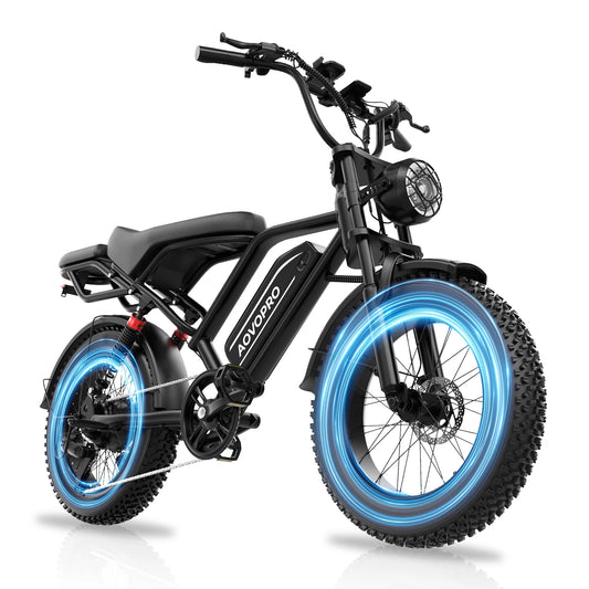 AOVOPRO AP20 Electric Bike for Adults 20 X 4.0 Fat Tire, 750W Off-Road E Bike, E-Mountain Bike 48V 15.6AH UL2849
