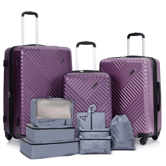 10 Piece Luggage Set Lightweight Suitcase Set with 7PCS Organizer Bags Suitcase with TSA Lock Spinner Wheels(Black)