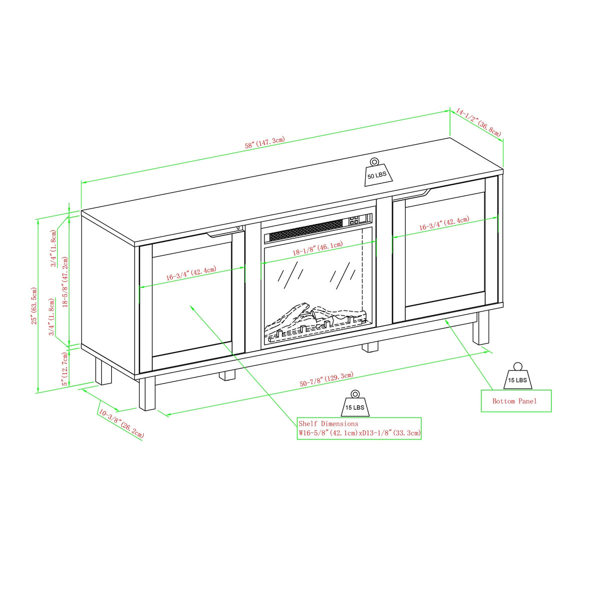 Walker Edison Transitional 2-Door Fireplace TV Stand for TVs up to 65��, Reclaimed Barnwood