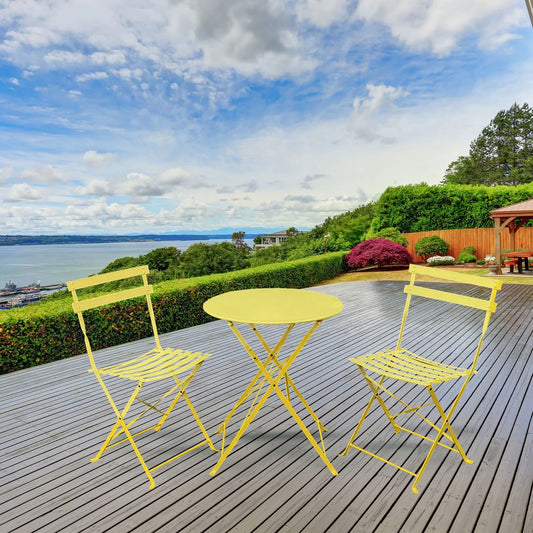 Alin 3 Piece Relaxing Outdoor Furniture Set �?2 Handy Chairs With a Round Table - Yellow