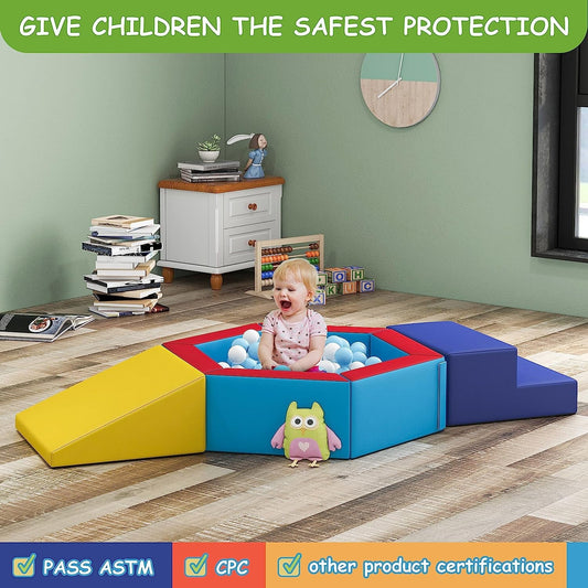 Tolead Crawling and Sliding Soft Foam Block,Ball Pit Climbing Toys for Toddlers, Crawl Activity Play Set for Child Development, Color Coordination, Motor Skills