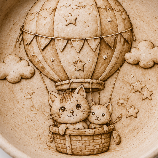 Ceramic Cat Hot Air Balloon Decorative Bowl