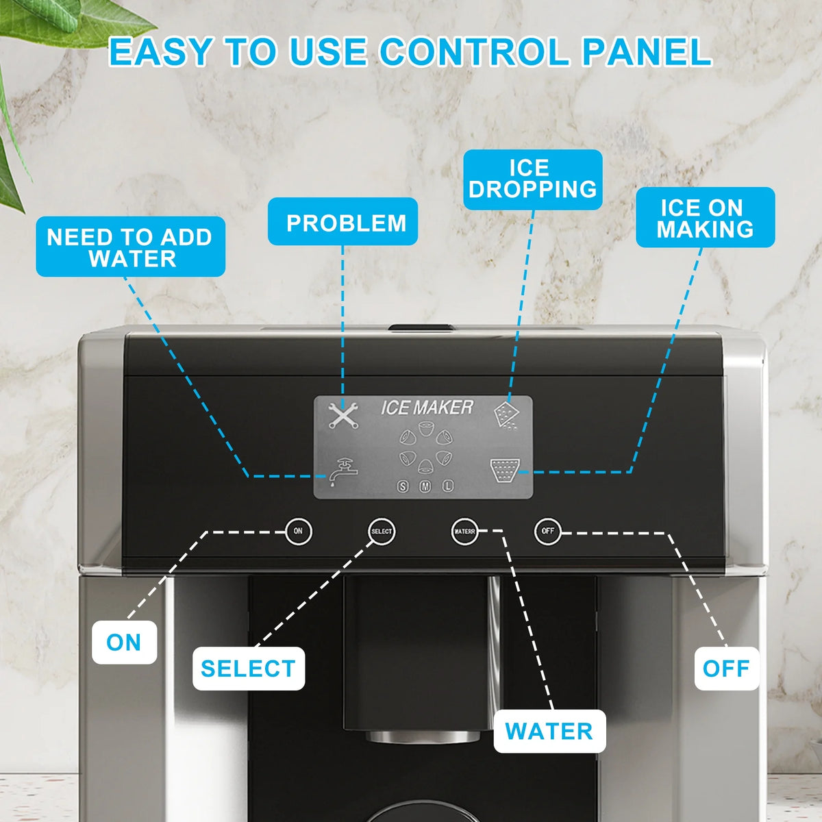 TABU 3 in 1 Ice Maker with Water Dispenser,40 lbs/24H,Ice Machine with Ice Crushing,Self Cleaning,Black