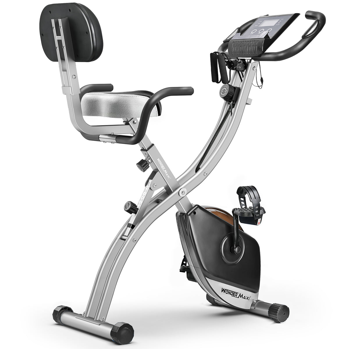 Wonder Maxi Foldable Exercise Bike for Home Magnetic Stationary Bike Indoor Cycling Upright Bicycle Indoor Cycle Recumbent Exercise Bike with Arm Resistance Bands