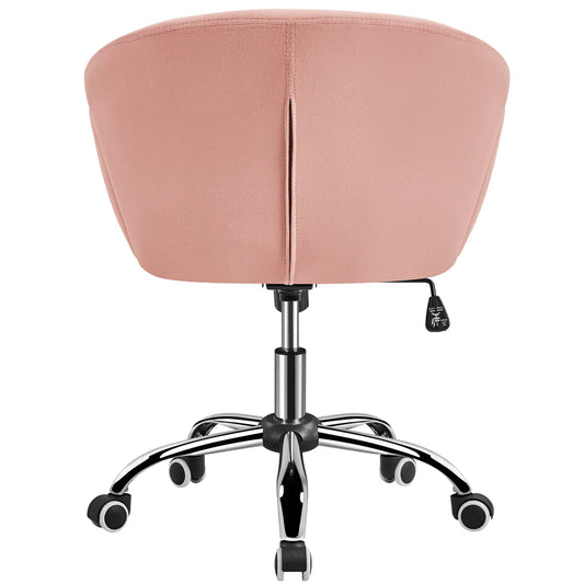 Yaheetech Modern Vanity Chair Swivel Rolling Chair with Armrests, Pink