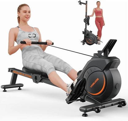 YOSUDA Magnetic Rowing Machine 350 LB Weight Capacity - Foldable Rower for Home Use with Bluetooth, App Supported, Tablet Holder and Comfortable Seat Cushion