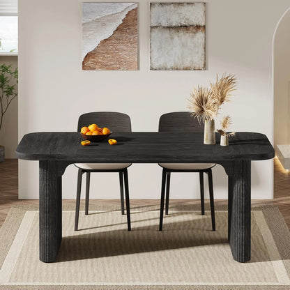 Tribesigns Farmhouse Dining Table for 4-6, Rectangular Wood Kitchen Table with Double Pedestal, 62-Inch Dinner Table for Dining Room, Living Room (Natural)