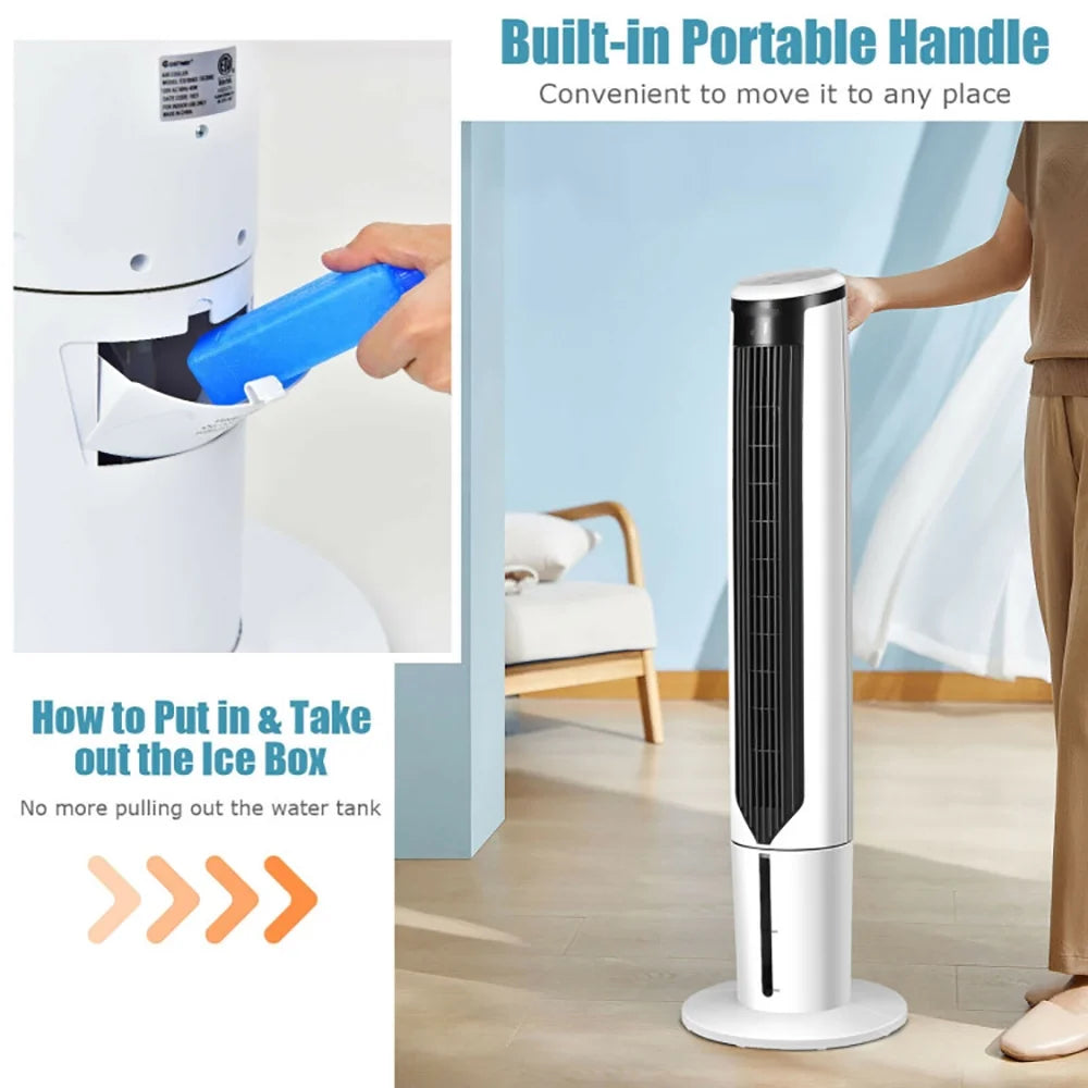 Topcobe 41" Evaporative Air Cooler with 3 Modes and 3 Speeds, Smart Floor Fans for Bedroom, Standing Bladeless Fan, White