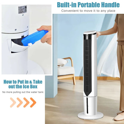 Topcobe 41" Evaporative Air Cooler with 3 Modes and 3 Speeds, Smart Floor Fans for Bedroom, Standing Bladeless Fan, White