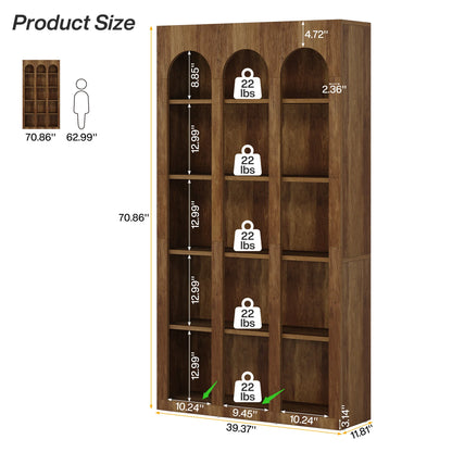 Tribesigns 5-Tier Farmhouse Tall Bookshelf, 70.87-Inch Rustic Wood Bookcase with Open Shelves, Large Mid Century Modern Book Shelf Vintage Display Storage Shelving Unit for Home Office