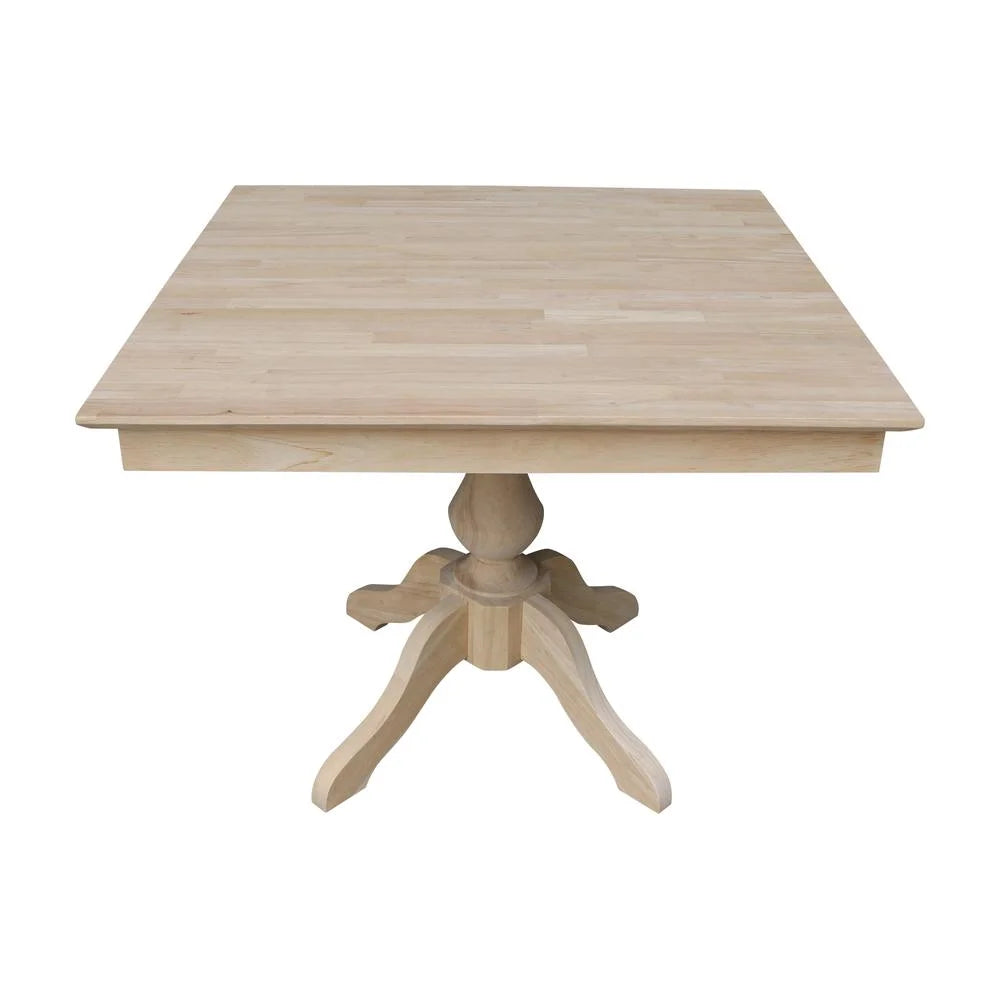 36" x 36"  Natural Solid Wood Square Top Pedestal Table - 29.9" Height