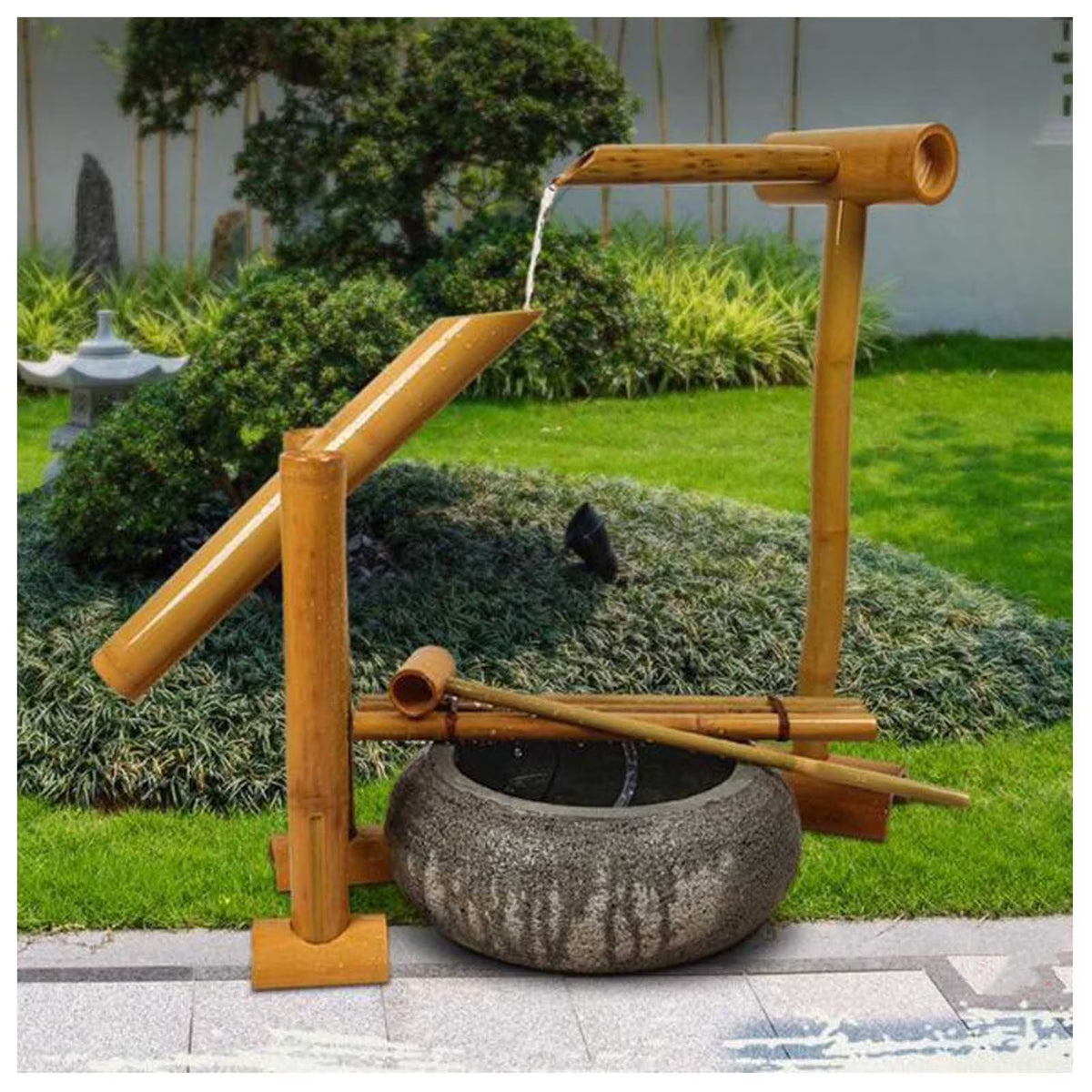 Swing Fountain For Outdoors, Zen Garden Water Fountain Bamboo, With Pump, DIY Zen Fountain, Bamboo Water Feature Zen Fountain Set