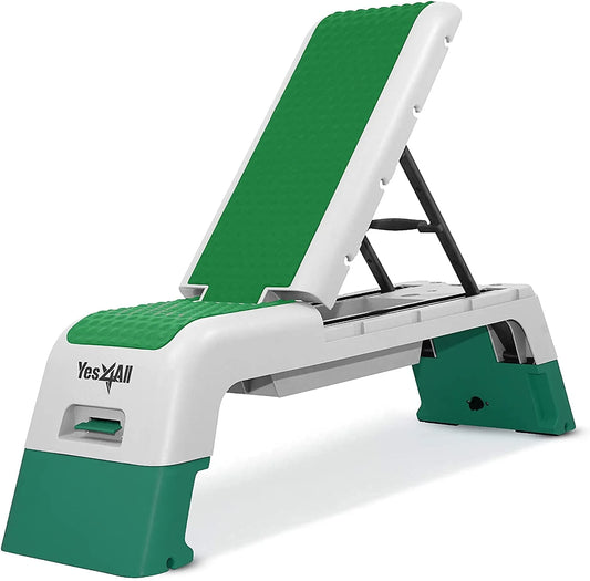 Yes4All Multifunctional Fitness Aerobic Step Platform and Aerobic Deck, Green and White