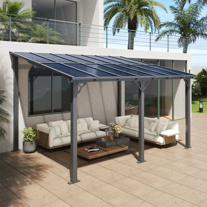 Aoxun 8' x 5' Gazebo for Patio, Gazebo Pergola with Sloped Roof, Grill Gazebo Large Wall-Mounted Heavy Duty Awnings, for Backyard, Deck, Patio