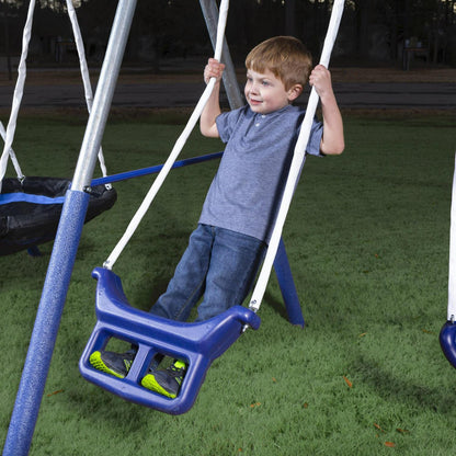 XDP Recreation Fun All-Mighty Metal Swing Set with Super Disc Swing. Stand R Swing. Glider. &amp; Slide