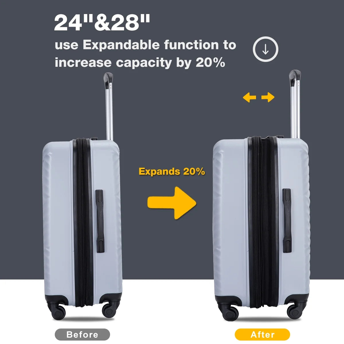 10 Piece Luggage Set Lightweight Suitcase Set with 7PCS Organizer Bags Suitcase with TSA Lock Spinner Wheels(Black)