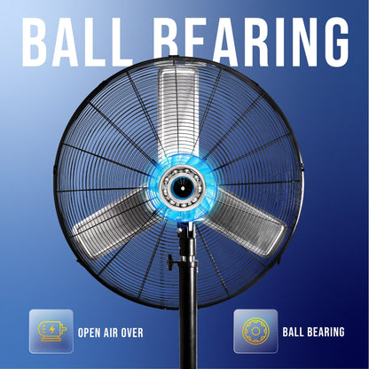 Tornado - 20 Inch High Velocity Metal Oscillating Pedestal Fan - Commercial, Industrial Use Water-Resistant