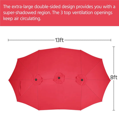 Topeakmart 13ft Patio Parasol Canopy with Crank, Tan