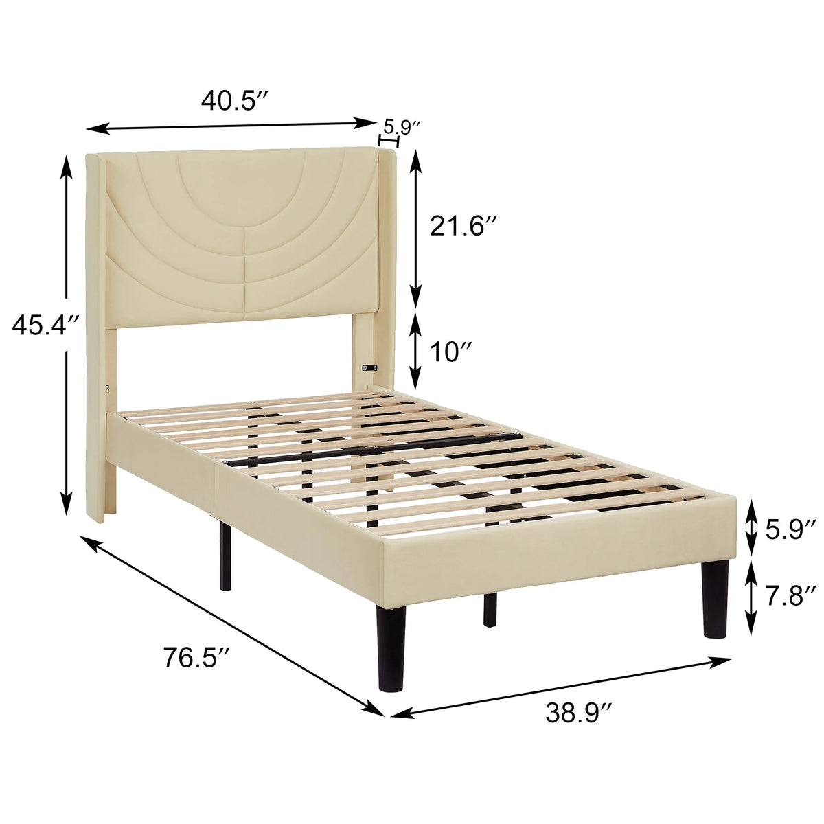 VECELO Set of 2 Twin Bed Frames, Modern Upholstered Platform Bed Frame with Tufted Headboard, No Box Spring Needed, Dark Green