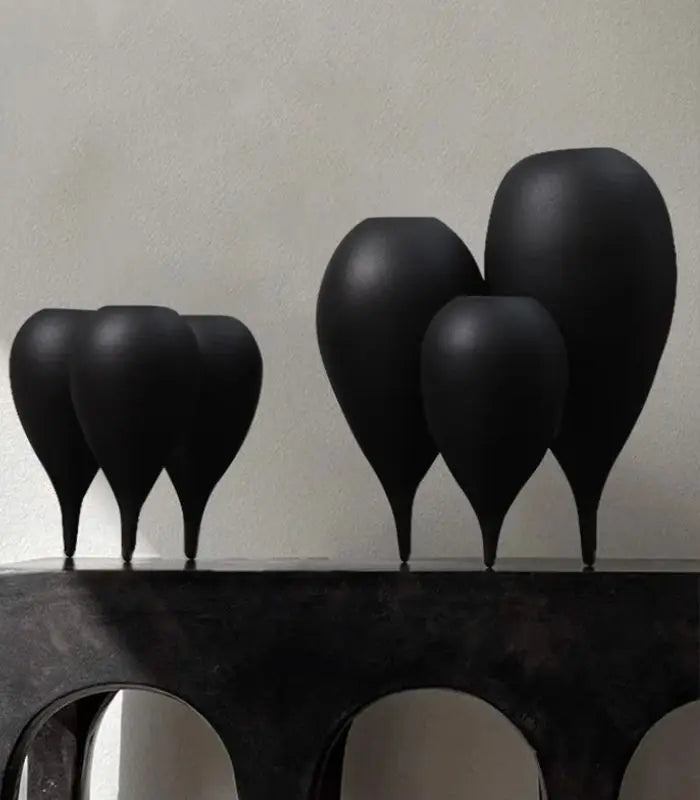 The Obsidian Sculptural Vase Black Resin