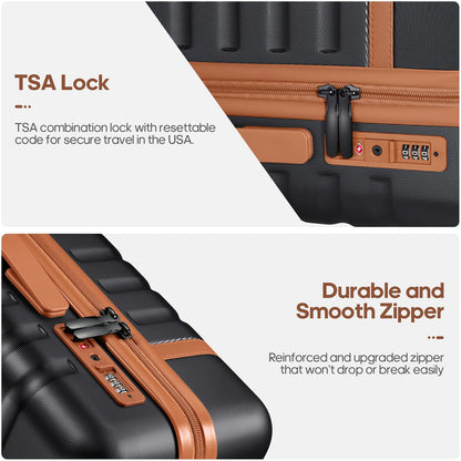 UKEIN Luggage Sets 3 Piece, Carry On Luggage with Wheels, 20 Inch Hardshell Suitcase with TSA Lock, 100% PC Carry On Suitcases Airline Approved With Travel Backpack for Men Women