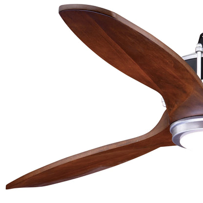 Vaxcel Curtiss Satin Brass Mid-Century Modern MCM Wood Propeller Ceiling Fan with LED Light Kit and Remote