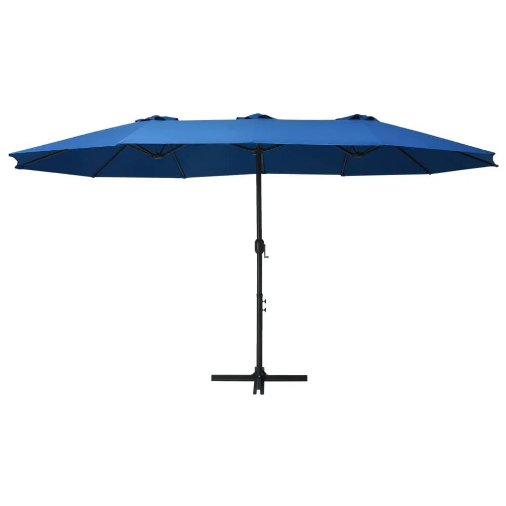 vidaXL Garden Parasol Blue Polyester fabric, Aluminum pole and ribs Large