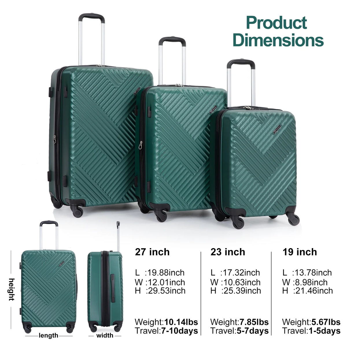 10 Piece Luggage Set Lightweight Suitcase Set with 7PCS Organizer Bags Suitcase with TSA Lock Spinner Wheels(Black)