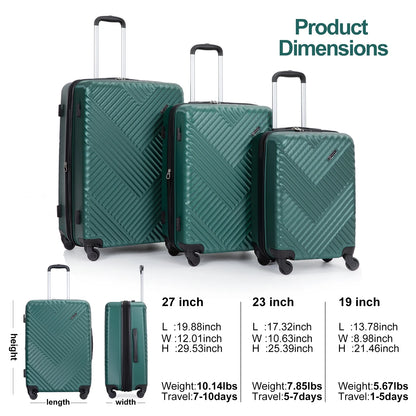 10 Piece Luggage Set Lightweight Suitcase Set with 7PCS Organizer Bags Suitcase with TSA Lock Spinner Wheels(Black)