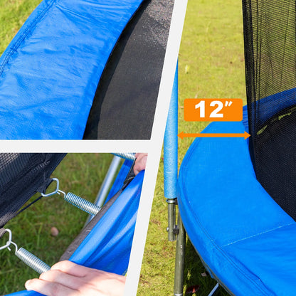 14FT Outdoor Trampoline with Safety Enclosure, Steel Tube Frame, Ladder & Secure Net - Heavy Duty, Blue