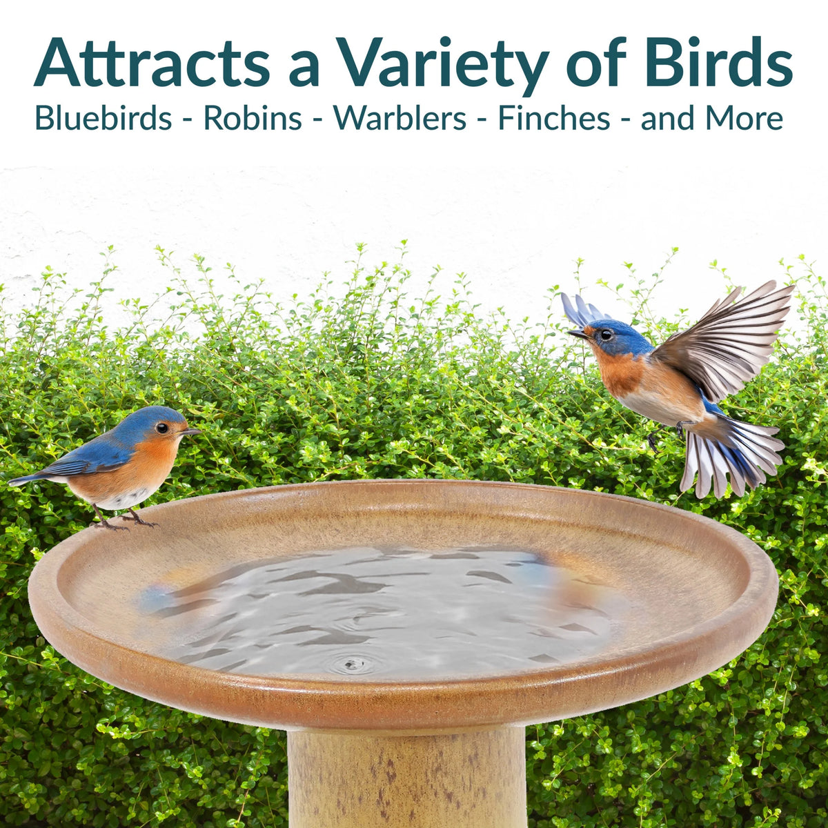 Sunnydaze Freestanding Ceramic Outdoor Bird Bath, Glazed, UV-Resistant Galaxy Blue Finish
