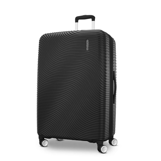 American Tourister Color Waves Large Checked Suitcase with Spinner Wheels - Black