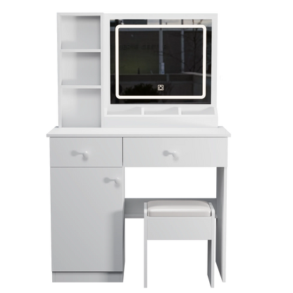 Wohh MDF Makeup Vanity with LED Mirror, Dressing Table and 5 Drawers, White