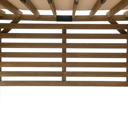 Sunjoy Cedar Pergola 10 x 11 ft. Wooden Hot Tub Pergola with Adjustable Canopy and Privacy Screen