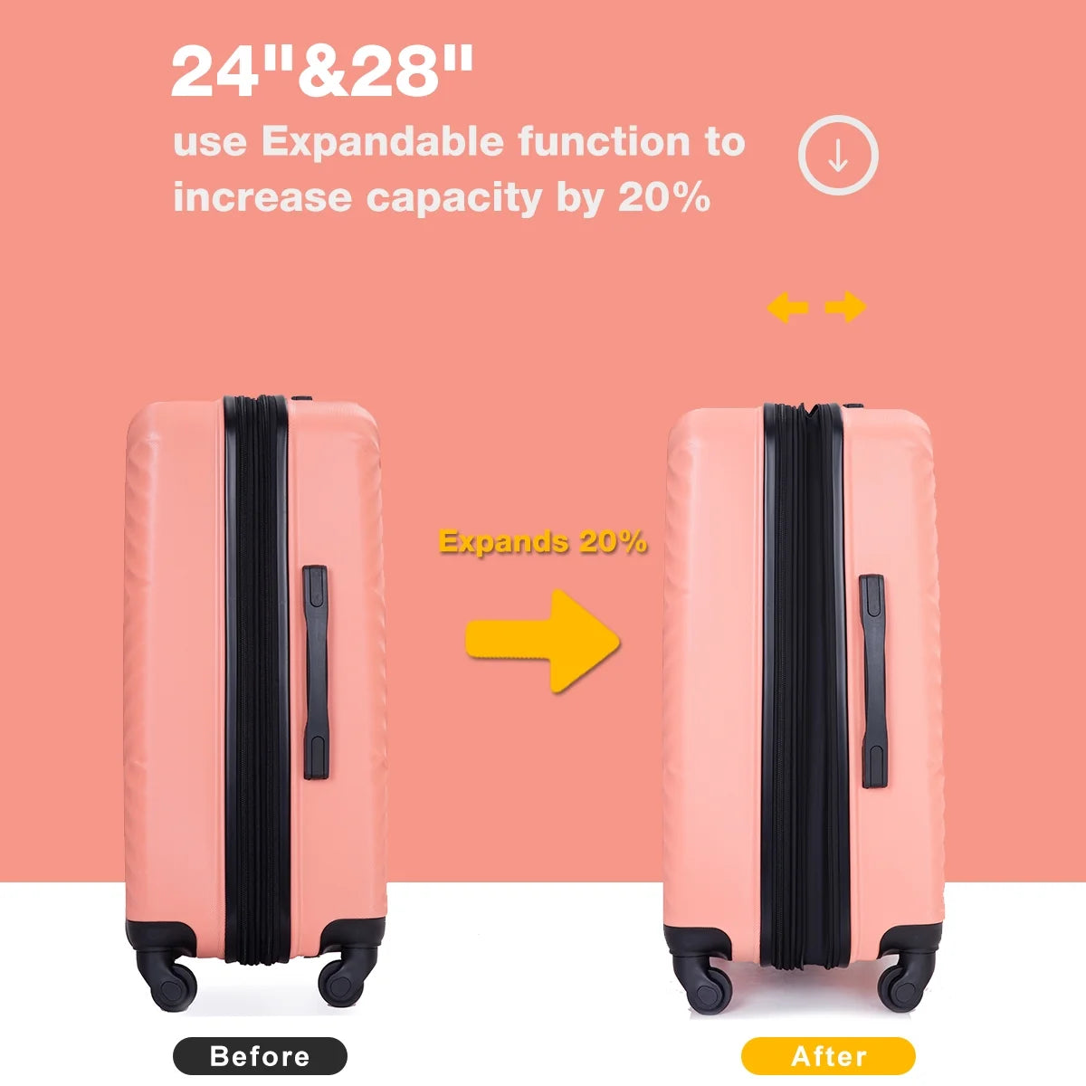 10 Piece Luggage Set Lightweight Suitcase Set with 7PCS Organizer Bags Suitcase with TSA Lock Spinner Wheels(Black)