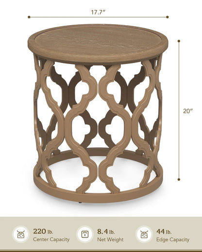 Bestco 30" Farmhouse Coffee Table, Round French Country Coffee Table, Distressed Wood Tray Top Vintage Coffee Table with Storage Shelf, Beige