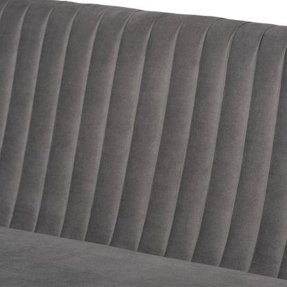 Baxton Studio Alvis Mid-Century Modern Grey Velvet Upholstered Back 2-Piece Dining Corner Bench