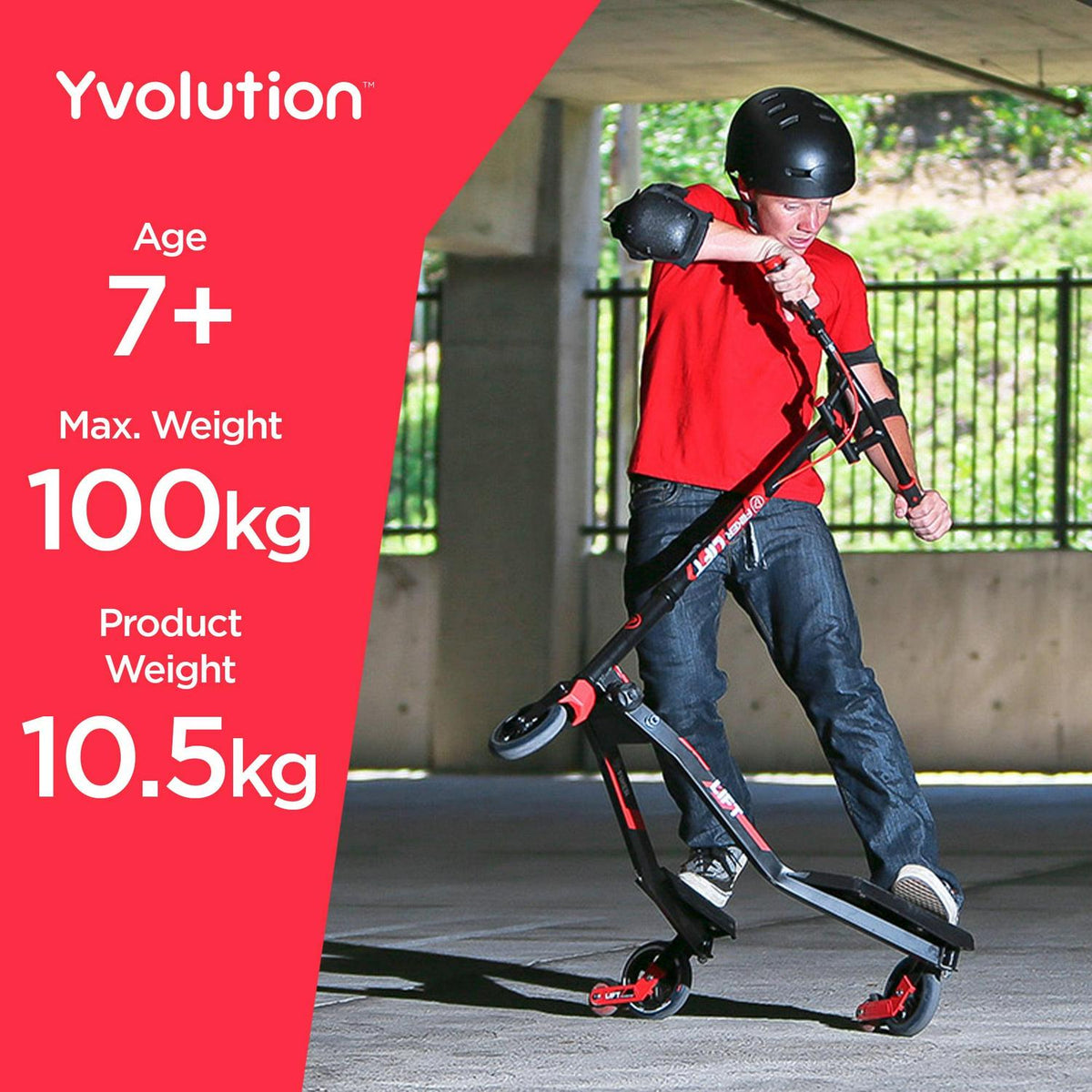 Yvolution Y Fliker Lift | The Original Swing Wiggle Carving Scooter for Kids Age 7+ (Red)