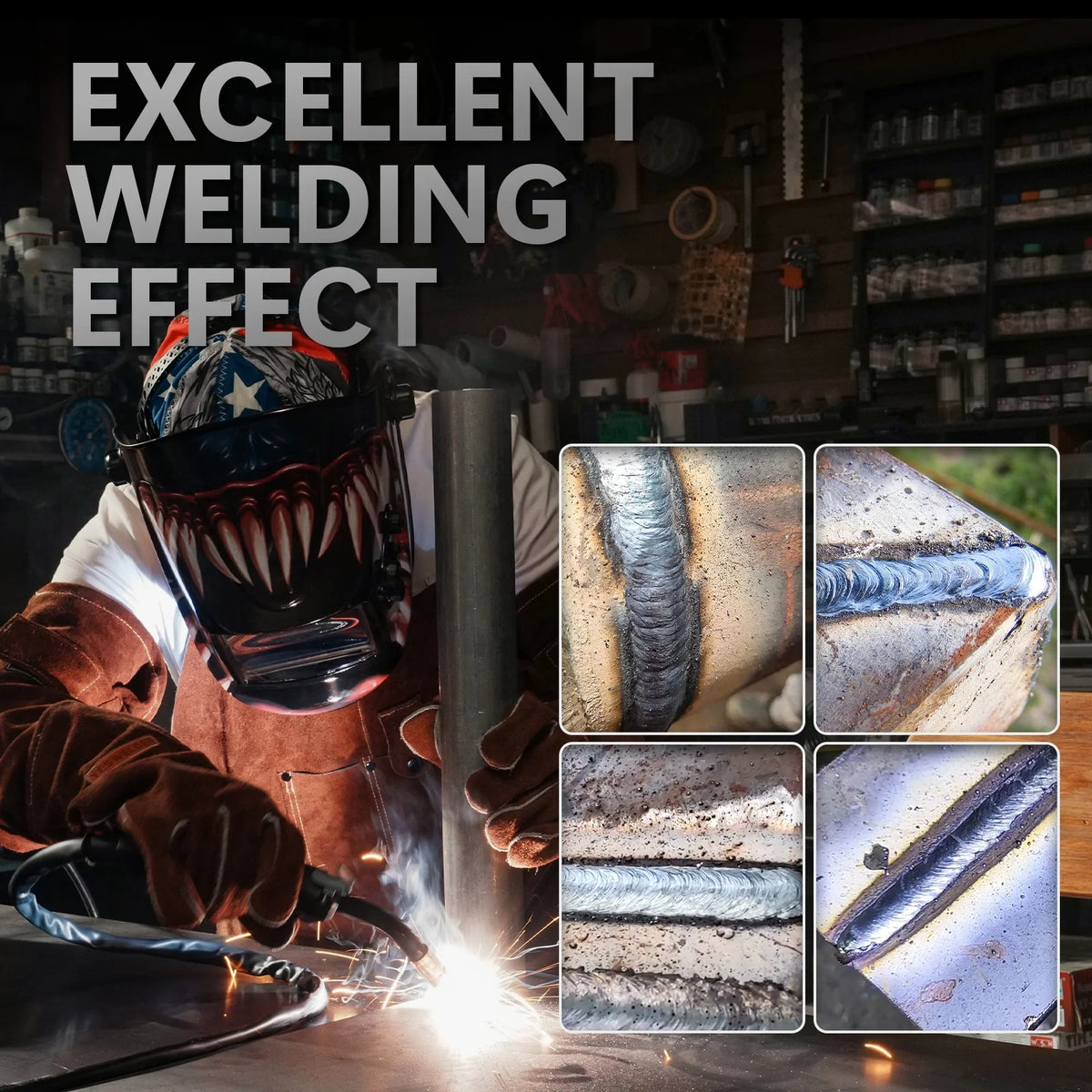YesWelder 135A Flux Welding Kit, Includes Welder, Gloves, and Wire, Black