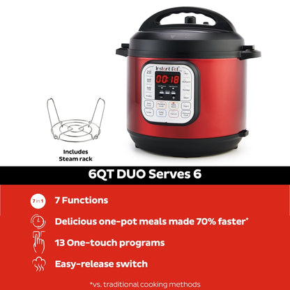 Instant Pot Duo™ 6 Quart Multi-Cooker, Red Stainless Steel