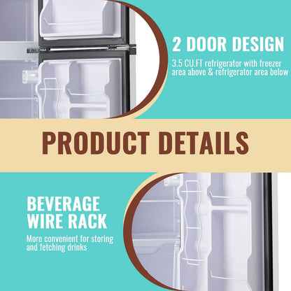 WANAI 5.0 Cu.ft Mini Refrigerator with Freezer 7 Settings Temp Adjustable Large Compact Fridge Silver