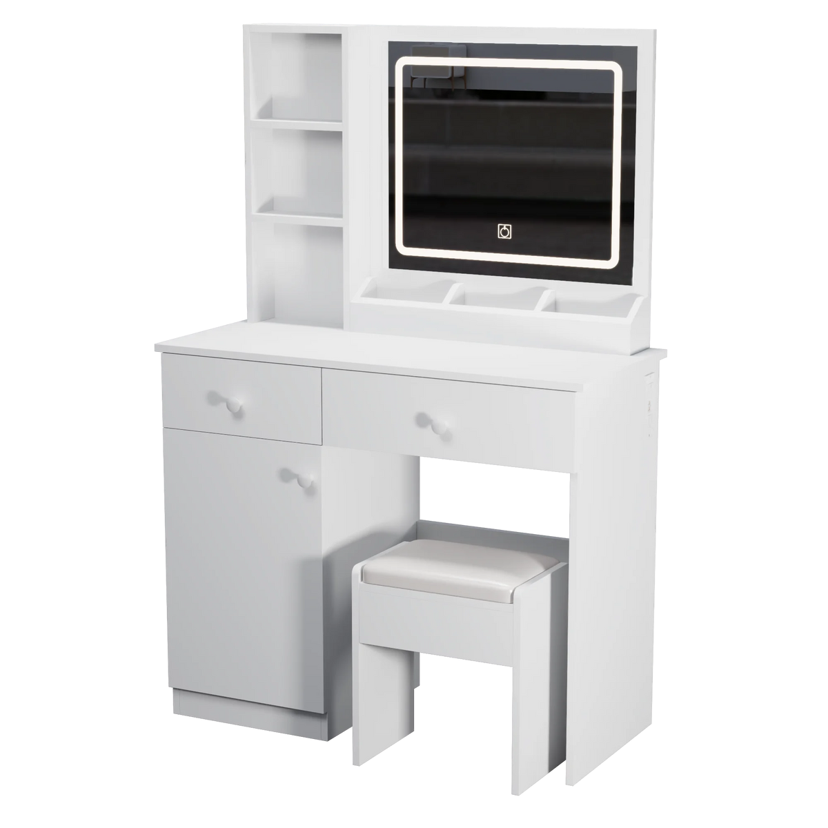 Wohh MDF Makeup Vanity with LED Mirror, Dressing Table and 5 Drawers, White